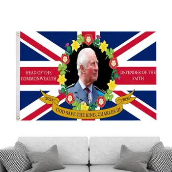 Флаг Юнион Джек Чарльз III Флаг Британского короля На Троне Прочный И устойчивый к выцветанию Большой Флаг На Троне В Честь Дня Рождения короля.