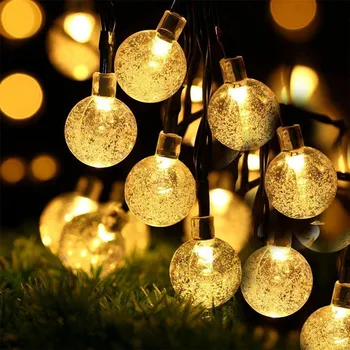 Хрустальный шар солнечного света, светодиодные гирлянды, сказочные огни, гирлянды для Рождественской вечеринки, наружные украшения, садовые фонари.