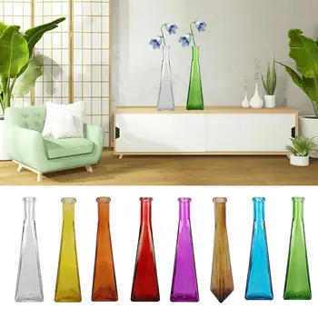 Цветная прозрачная Мини Стеклянная ваза Бутылка для цветов Стеклянные украшения для украшения дома с цветами