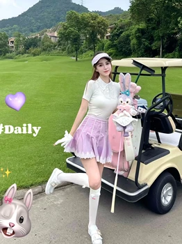 Цветочный дизайн фиолетовой женской юбки для гольфа, женская одежда для гольфа 여성골프웨어
