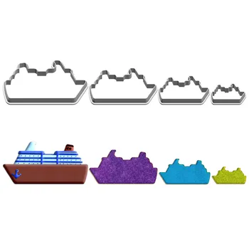 Четыре спецификации Мультяшного морского транспорта, пассажирского судна, пластиковых форм, инструментов для помадки тортов, формочек для суши и фруктов