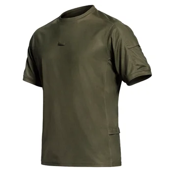 Эластичная футболка с круглым вырезом и коротким рукавом, сетчатая дышащая быстросохнущая тактическая полиэфирная ткань.