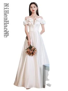 Элегантные свадебные платья без бретелек, с открытыми плечами, с повязкой на спине, свадебные платья 2023 года, новое поступление, свадебное платье