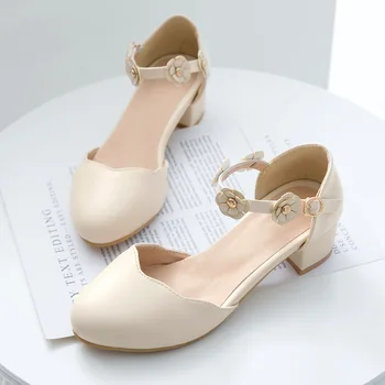 Японская Милая Лолита, вечерние сандалии для девочек, Сладкий цветок, Мэри Джейн, Туфли на высоком каблуке, принцесса, вечерние туфли для косплея, Летние туфли-лодочки 28-39