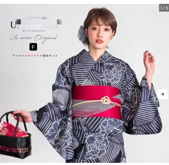 Японское новое кимоно-халат, женское летнее кимоно-халат из чистого хлопка для путешествий, традиционное вечернее платье