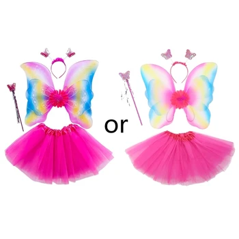 для бабочка платье для девочек радужная юбка крыло палочка, день рождения оголовье пар