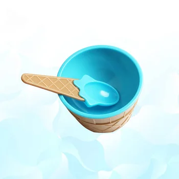 набор ложек из 1 шт., креативная пластиковая чашка для мороженого, праздничная десертная чаша, чаша для смешивания с ложкой (синяя)