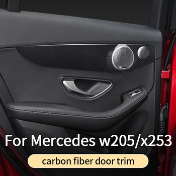 отделка дверей из углеродного волокна Для Mercedes w205 amg glc x253 c253 двери купе c260 c300 c200 аксессуары для интерьера Mercedes c class