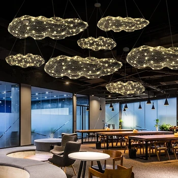 современные креативные светильники cloud lighting, подвесной светильник led starry personality, дизайнерский бар-ресторан отеля firefly moderne lustreCD